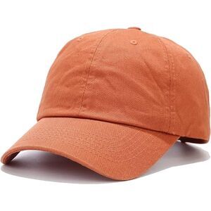 Unisex Orange Washed Ponytail Slot Adjustable Buckle Classic Baseball Plain Cap